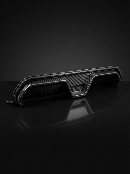 BMW 5 Series F90 M5 CS style carbon fiber rear diffuser by K2 Industries, showcasing sleek, aerodynamic design for 2020+ models.