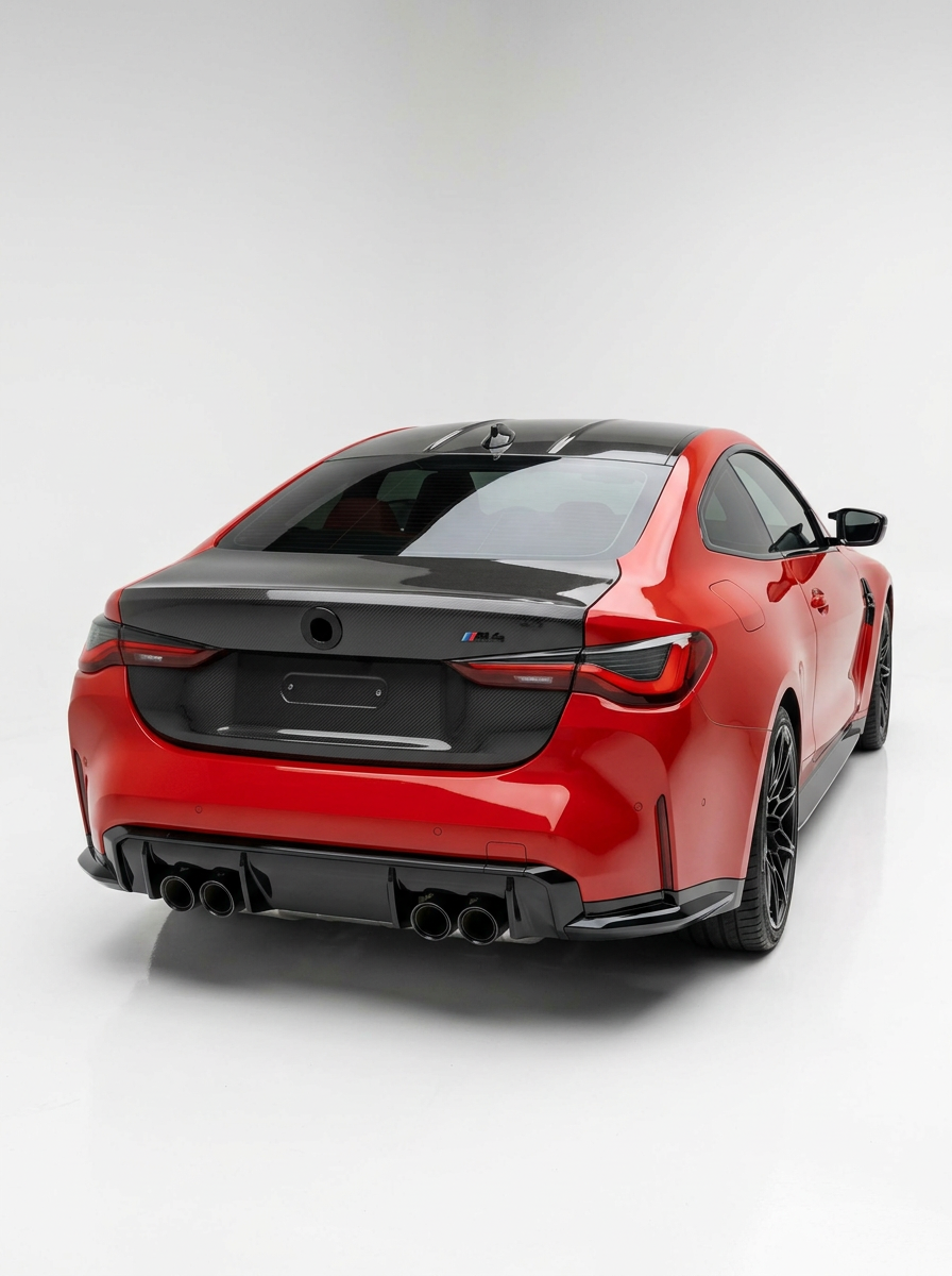 BMW 4 Series G82 M4 OEM style carbon fiber trunk by K2 Industries, featuring sleek carbon fiber finish and aerodynamic design.