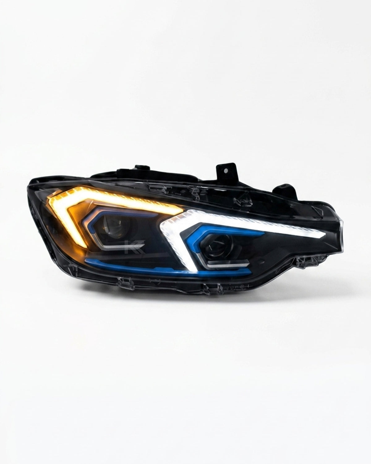 BMW 3-Series F30 F35 LED headlights by K2 Industries, LAZER V2 model with bright, modern lighting design for 2011-2019.