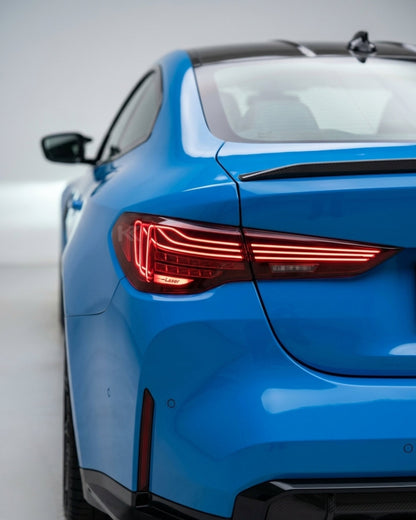 BMW 4-Series G82 M4 G22 CSL laser style tail lights by K2 Industries, featuring sleek LED design for 2021+ models.
