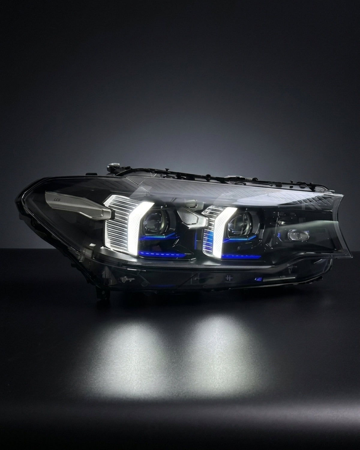 BMW 5 Series G30 G38 M5 F90 dual-color LED headlight assembly with daytime running lights, produced by K2 Industries.
