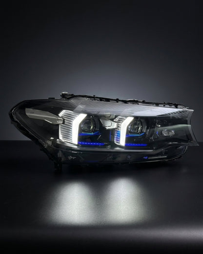 BMW 5 Series G30 G38 M5 F90 dual-color LED headlight assembly with daytime running lights, produced by K2 Industries.