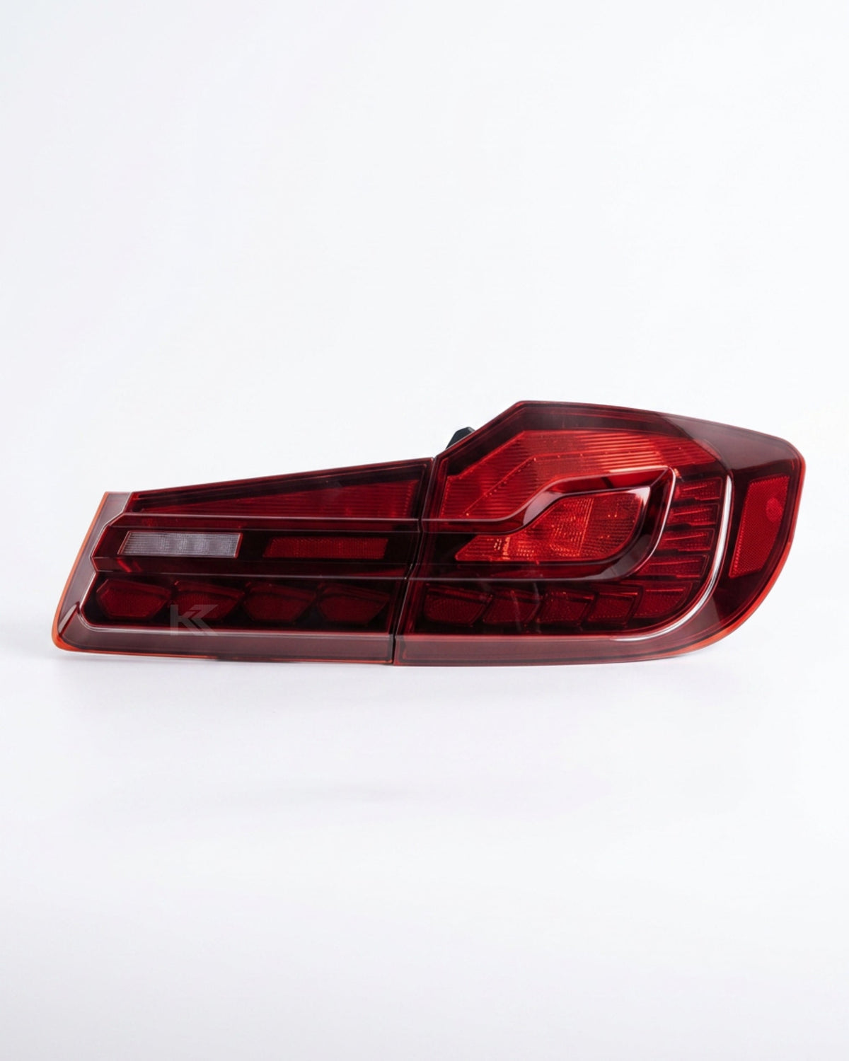 BMW 5-Series G30 G38 LED Flow Taillights by K2 Industries, showing sleek red and clear lens design for model years 2018-2020.