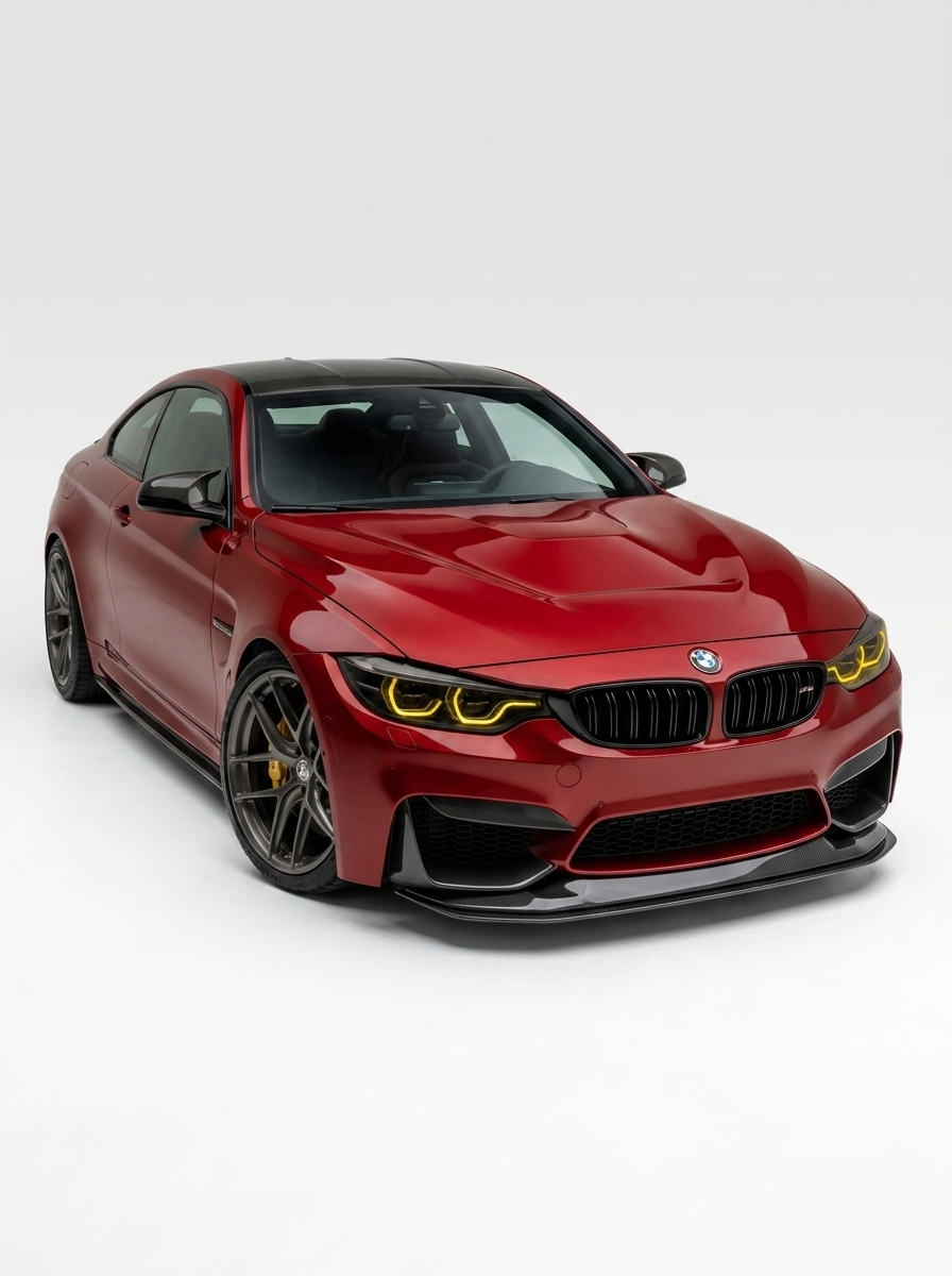 BMW 3 Series F80 M3 F82 M4 GTS style carbon fiber front lip by K2 Industries, shown on 2015-2021 model.