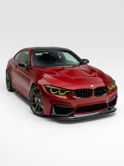BMW 3 Series F80 M3 F82 M4 GTS style carbon fiber front lip by K2 Industries, shown on 2015-2021 model.