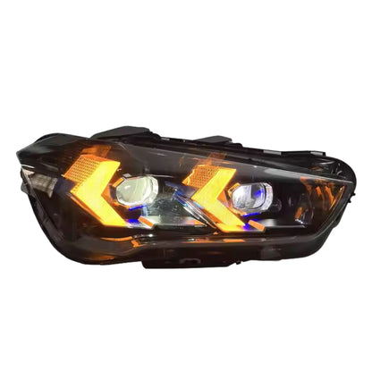 K2 Industries LED headlights for BMW X1 F48 2016-2022 with arrow style design, showcasing the sleek front lighting appearance.