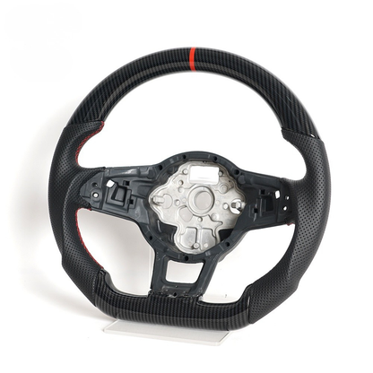Vekto Hydro-Dip carbon fiber steering wheel for Volkswagen Golf GTI, R, MK7/MK7.5 R-Line 2015–2019, close-up of textured surface