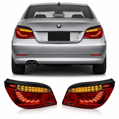 Vekto BMW 5 Series E60 GTS style LED taillights rear lamp assembly for 2003-2010, featuring sleek red and clear lens design.