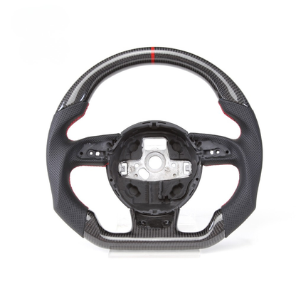 Flat-Bottom Real Carbon Fiber Steering Wheel for Audi A3 A4 A5 S3 S4 S5 RS3 RS4 RS5 RS6 RS7 SQ5 2012–2016