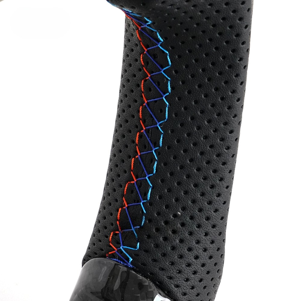 Vekto real carbon fiber M Sport steering wheel for BMW F10 M5, F90 M5, M8, and F series models, showing textured carbon fiber surface