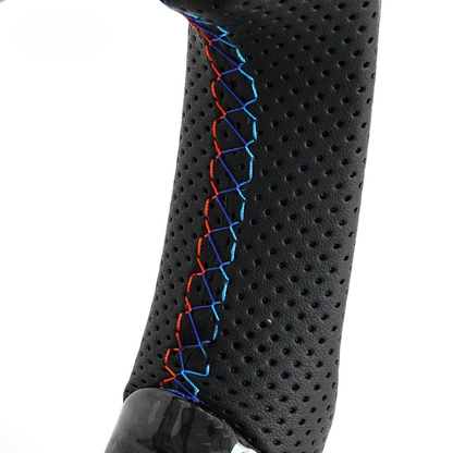 Vekto real carbon fiber M Sport steering wheel for BMW F10 M5, F90 M5, M8, and F series models, showing textured carbon fiber surface