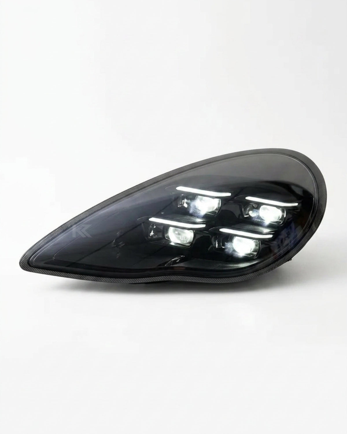 K2 Industries Porsche Panamera 970.1 LED headlight assembly with dual-color daytime running lights for 2010-2013 models.