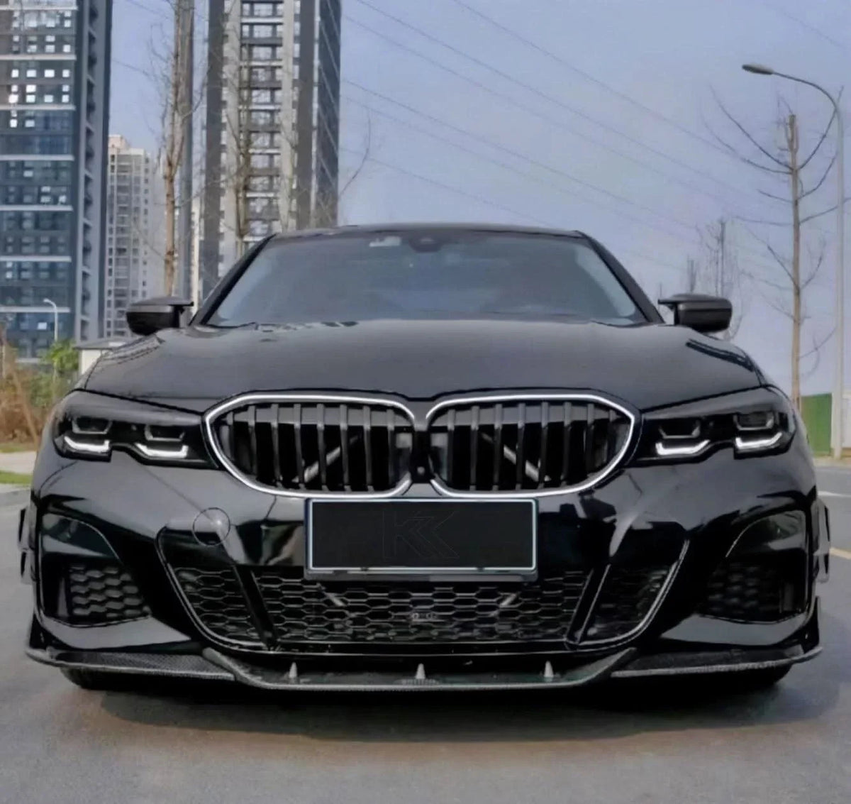 BMW 3 Series G20 G28 G80 LCI LED front grille by K2 Industries, featuring a sleek black design with LED accents.