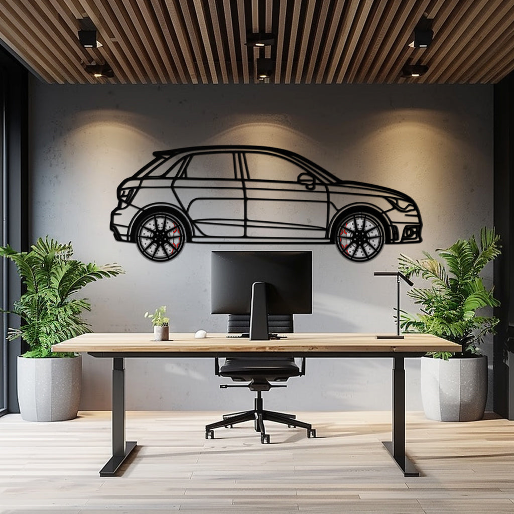 Audi A1 Metal Car Wall Art with Rotating Wheels - Handmade Car Silhouette Decor - Automotive Wall Art for Petrolheads-KAFMEKA094
