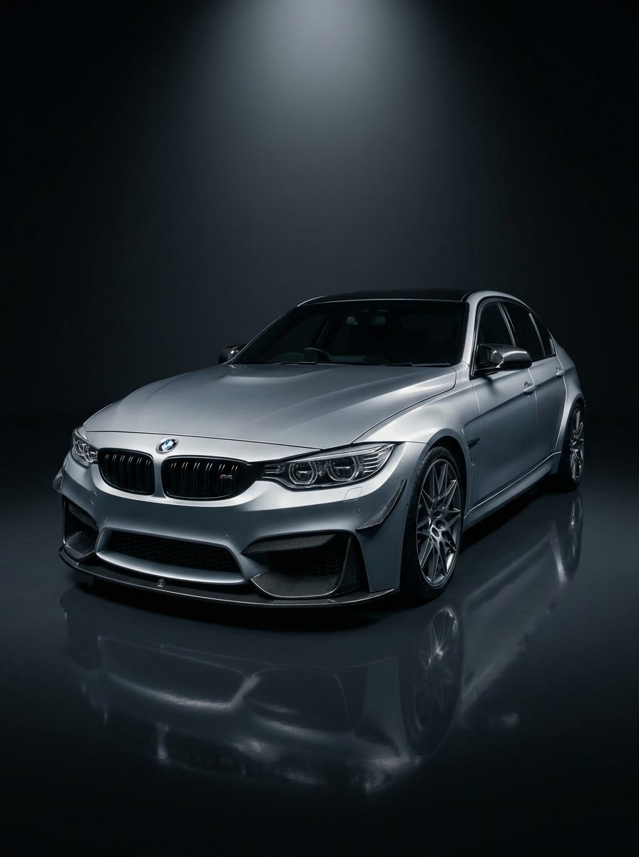 BMW 3 Series F80 M3 F82 M4 M Performance Style carbon fiber front lip by K2 Industries, designed for 2015-2019 models.