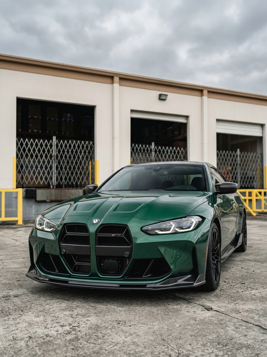 BMW 3 Series M3 G80 M4 G82 CSL style carbon fiber front grille by K2 Industries, showcasing sleek textured design.