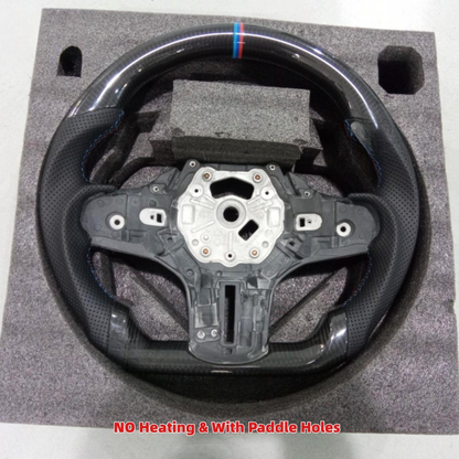 Vekto real carbon fiber steering wheel for BMW G20 G21 G22 G28 G29 M3 G80, showing sleek black textured surface and ergonomic design