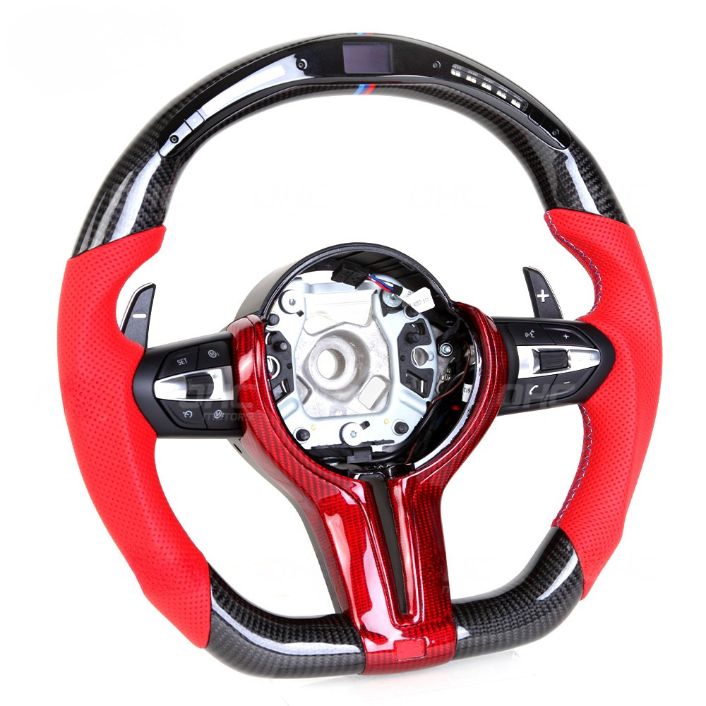 Vekto BMW E90/E91/E92/E93 M3 and X1 M Performance steering wheel with sporty design and multi-function controls.