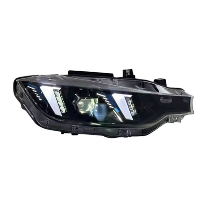 BMW 3 Series F30 Snake Eyes LED headlights by K2 Industries, showing the sleek headlight design with LED accents and clear lenses.