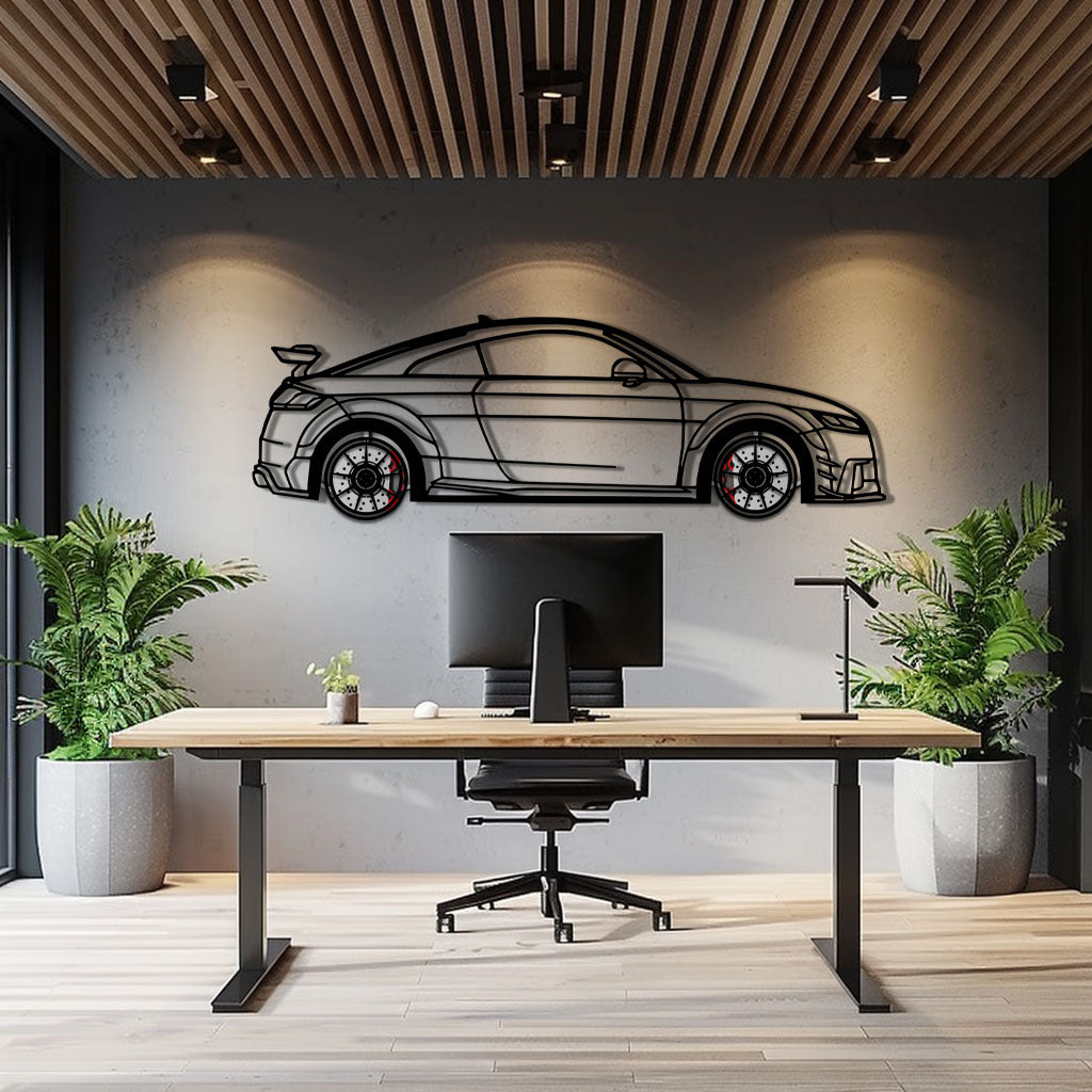 Audi TT Metal Car Wall Art with Rotating Wheels - Iconic Sports Coupe Silhouette Decor - Interactive Automotive Wall Art- KAFMEKA099