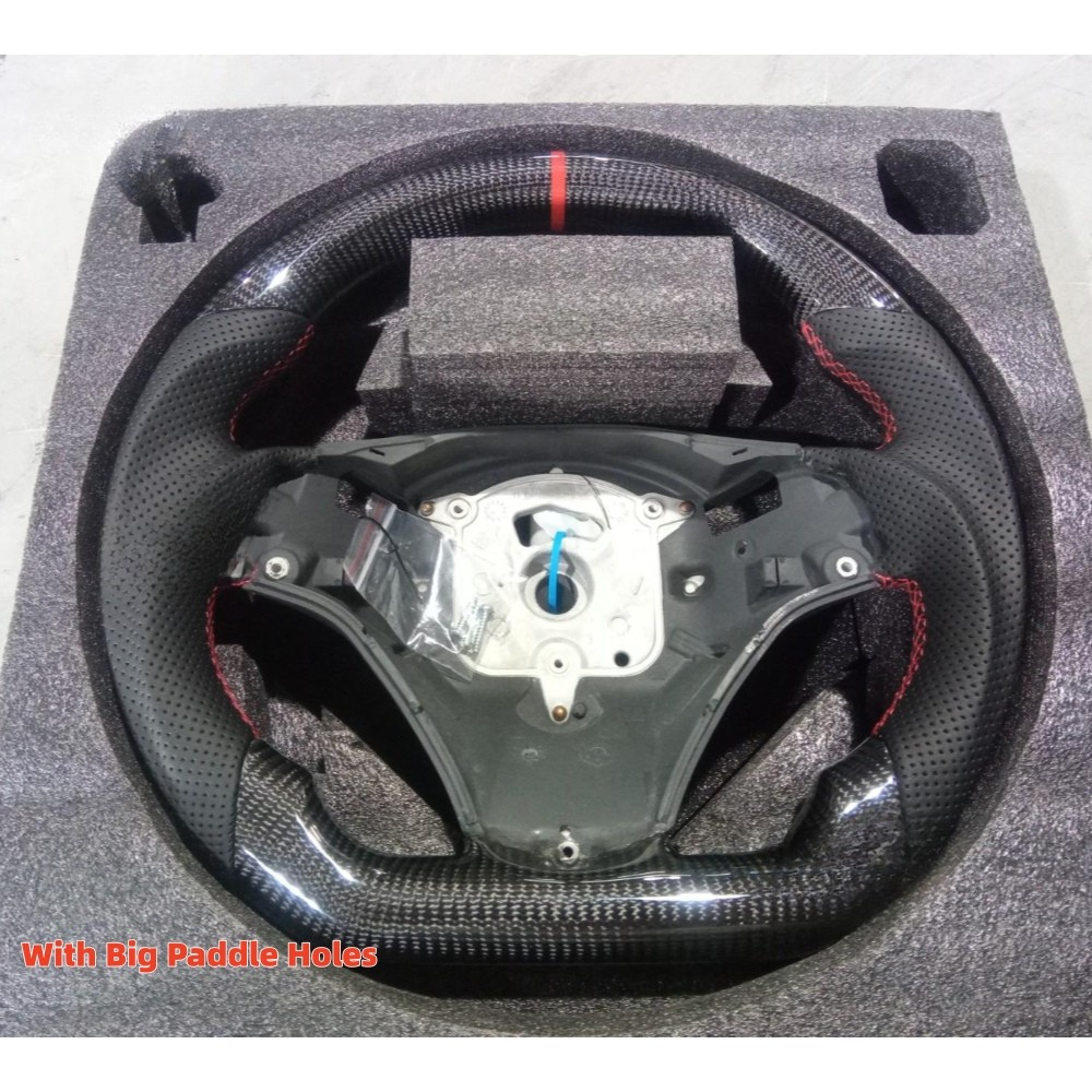 Vekto carbon fiber steering wheel for BMW E90 E91 E92 E93 models, showcasing sleek lightweight design with textured finish.