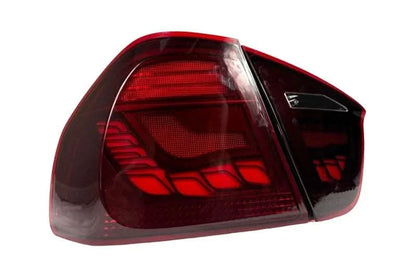 BMW 3 Series E90 M3 GTS OLED tail lights by K2 Industries, showing sleek red and clear lens design for 2006-2011 models.