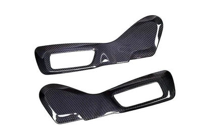 BMW 3 Series G80 M3 G82 M4 carbon fiber interior side seat trim frame panel cover by K2 Industries, showcasing sleek carbon fiber finish