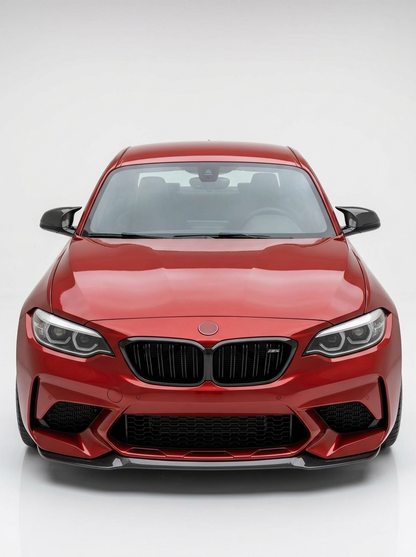 BMW 1 & 2 Series F20 F21 F22 F32 F87 M135i M140i carbon fiber side mirror covers by K2 Industries, showing sleek textured finish.