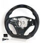 Vekto LED carbon fiber steering wheel for BMW E90 E92 E93 M3 328i 335i with paddle shifter cutouts, showcasing sporty design.