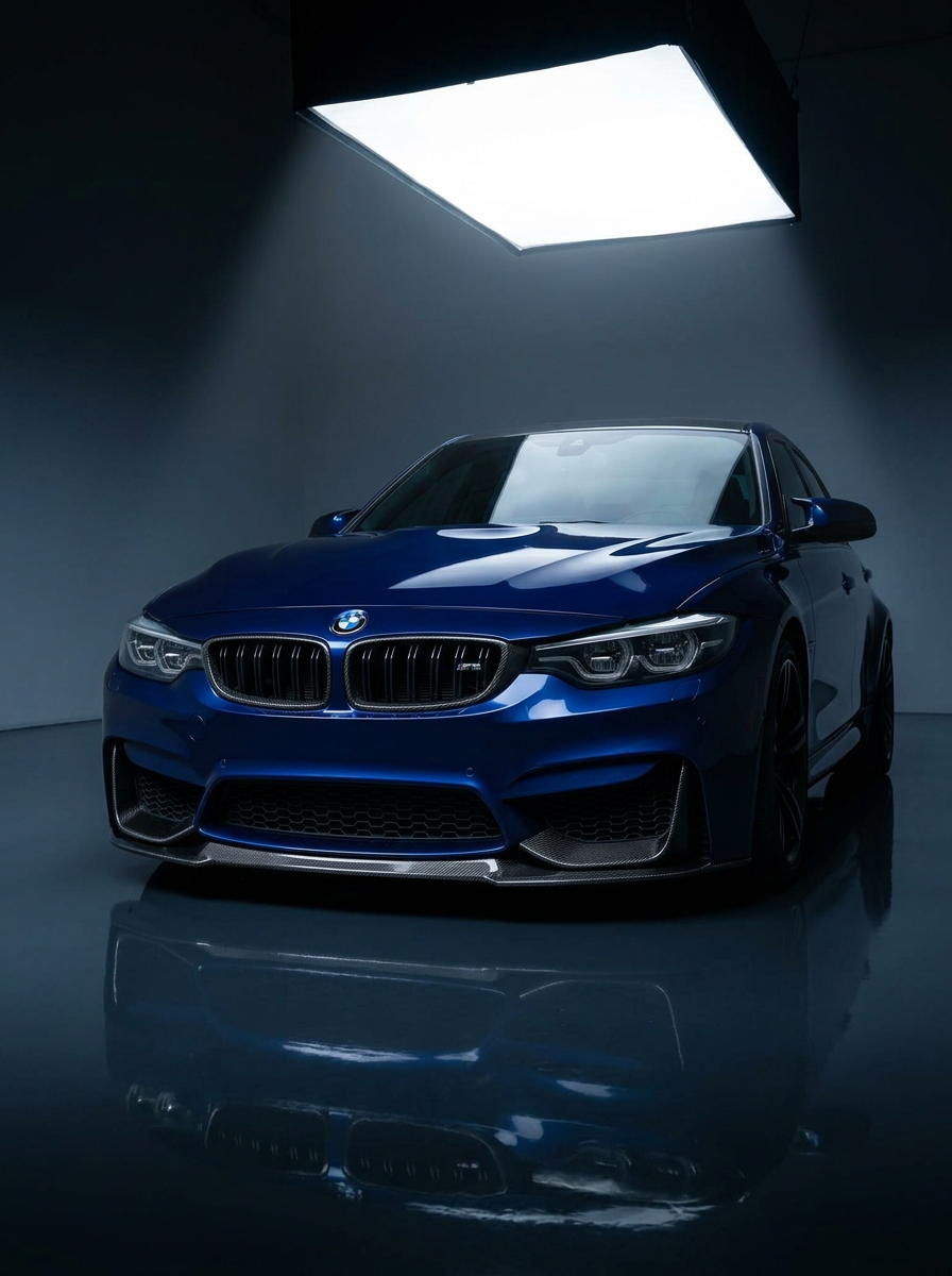BMW 3 Series F80 M3 F82 M4 CS Style carbon fiber front lip by K2 Industries, installed on a 2015-2019 model.
