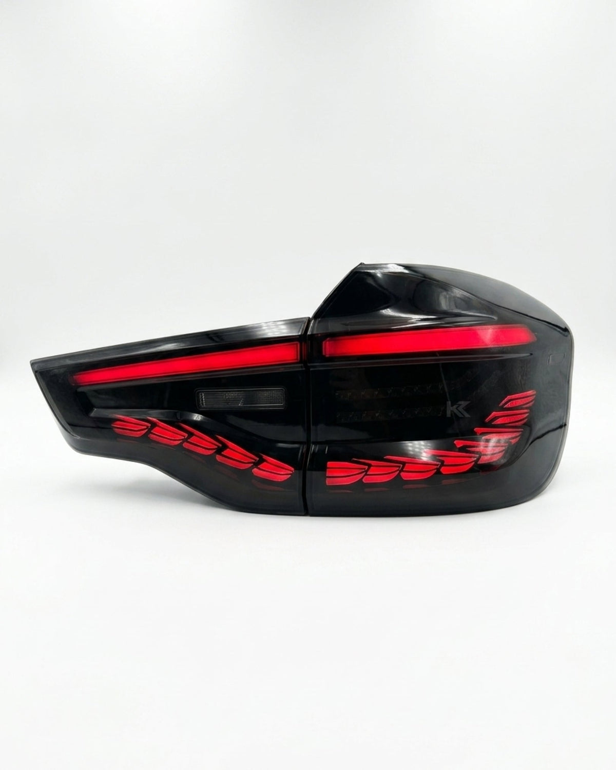 BMW X3 G01 and iX3 G08 LED GTS Dragon Scale Style taillights by K2 Industries, featuring red and black options.