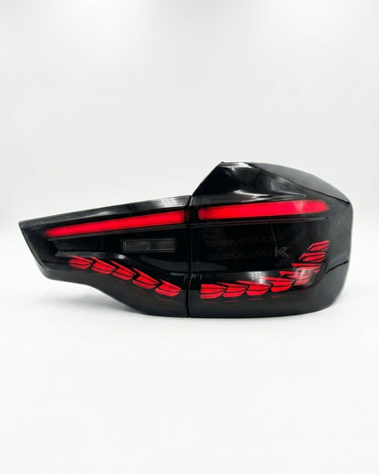 BMW X3 G01 and iX3 G08 LED GTS Dragon Scale Style taillights by K2 Industries, featuring red and black options.