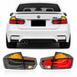 Vekto LED tail light assembly for BMW 3 Series F30/F35 and M3 F80 LCI rear lamp with clear lens and red and white light sections.