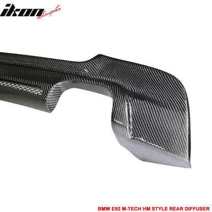 K2 Industries carbon fiber rear bumper diffuser for BMW 3-Series E92 MSport, enhances sporty look and aerodynamics.