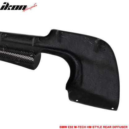 K2 Industries carbon fiber rear bumper diffuser for BMW 3-Series E92 MSport, fits 2007-2013, with a sleek aerodynamic design.