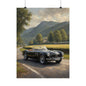 Vintage 1957 BMW 507 Roadster Poster | Countryside Mountain Road Wall Art | Impressionist European Classic Sports Car Fine Art Paper Print