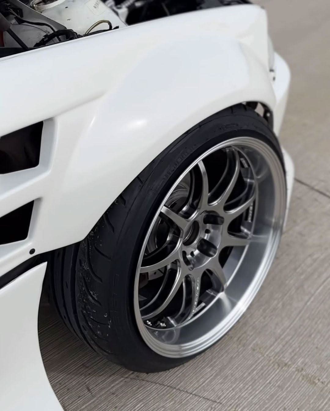 BMW E46 Touring Series 3 wide body kit by K2 Industries, showing side view of the custom exterior body kit for models 1997-2005.