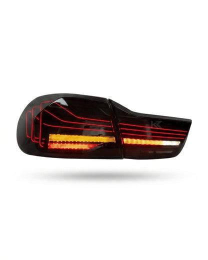 BMW 4-Series F32 F82 430i CSL style LED tail lights by K2 Industries, showing sleek, modern lighting design for 2013-2018 models.