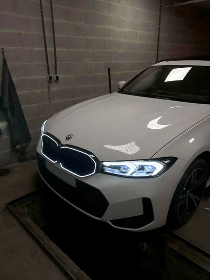 BMW 3 Series G20 G28 G80 LCI LED front grille by K2 Industries, showcasing the sleek design and LED details.