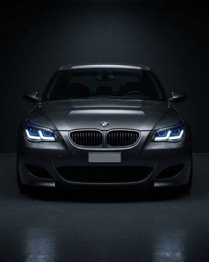 BMW 5-Series E60 E61 LED headlights by K2 Industries, modern style, with bright LED elements and sleek design for 2003-2010 models.