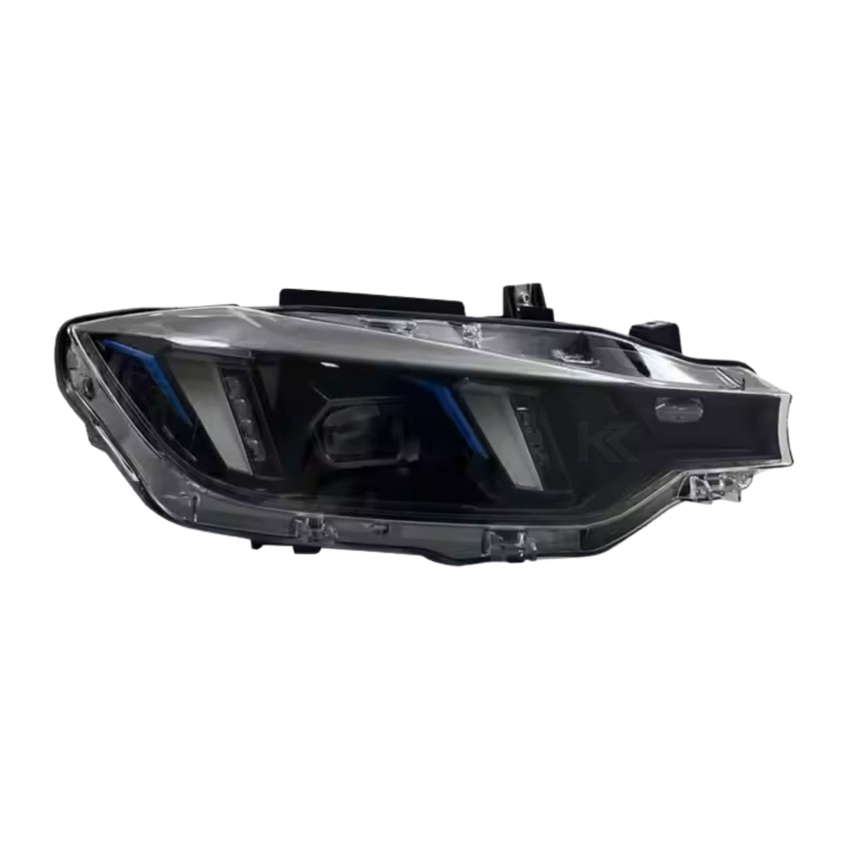 BMW 3 Series F30 Snake Eyes LED headlights by K2 Industries, showcasing the sleek headlight design with LED accents for model years 2011-2019.