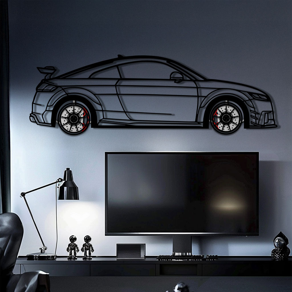 Audi TT Metal Car Wall Art with Rotating Wheels - Iconic Sports Coupe Silhouette Decor - Interactive Automotive Wall Art- KAFMEKA099