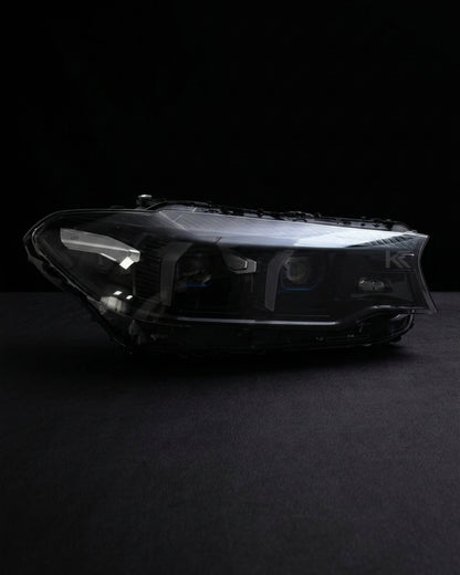 BMW 5 Series G30 G38 M5 F90 dual-color LED headlight assembly with DRL, featuring sleek design and bright illumination.