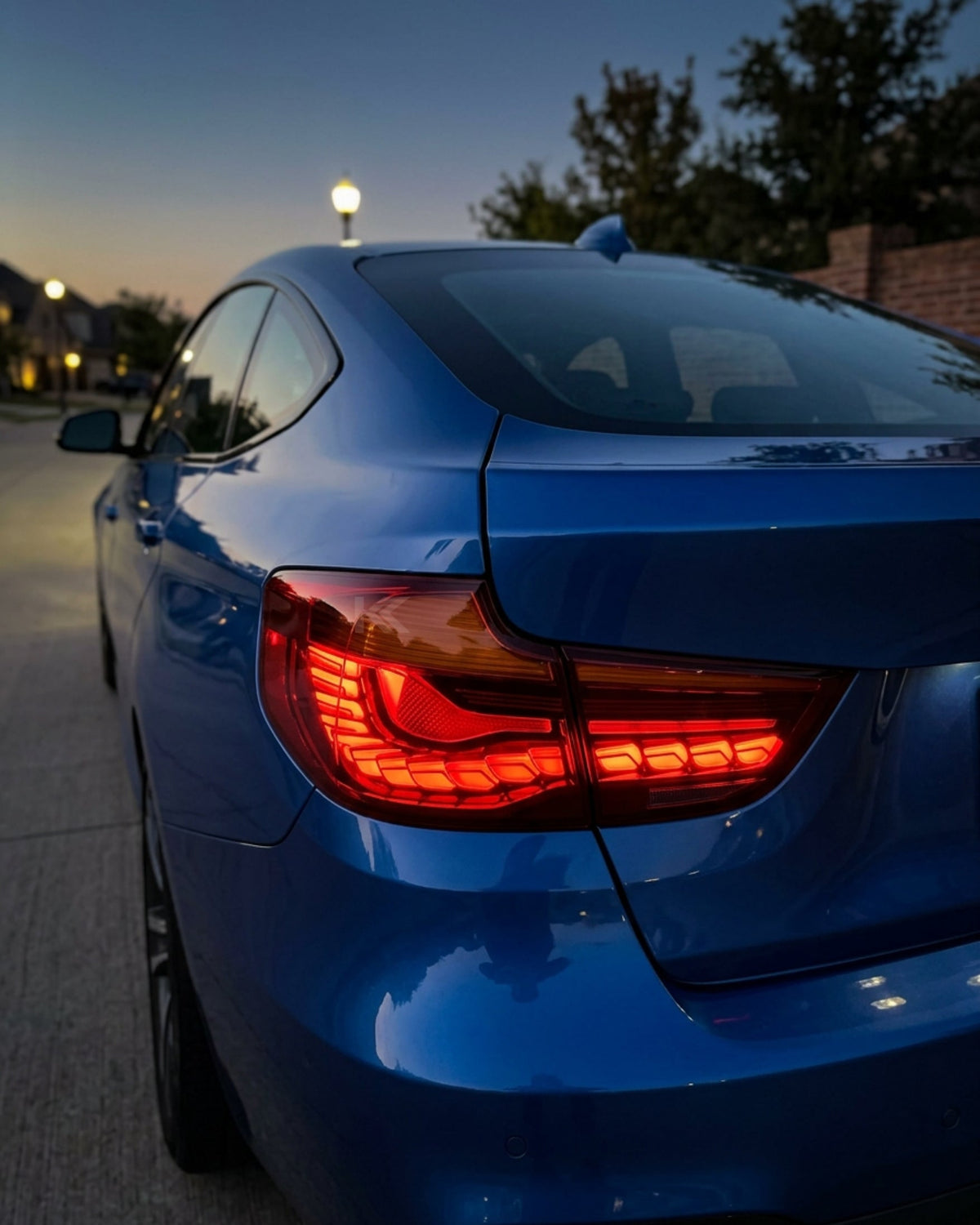 BMW 3-Series F34 Gran Turismo (GT) tail lights in red or smoke GTS OLED style, aftermarket LED tail lights by K2 Industries.
