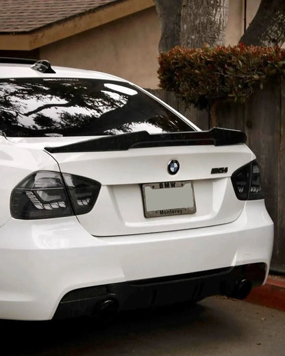 BMW 3 Series E90 M3 GTS OLED tail lights by K2 Industries, showing sleek, modern design with illuminated OLED sections.