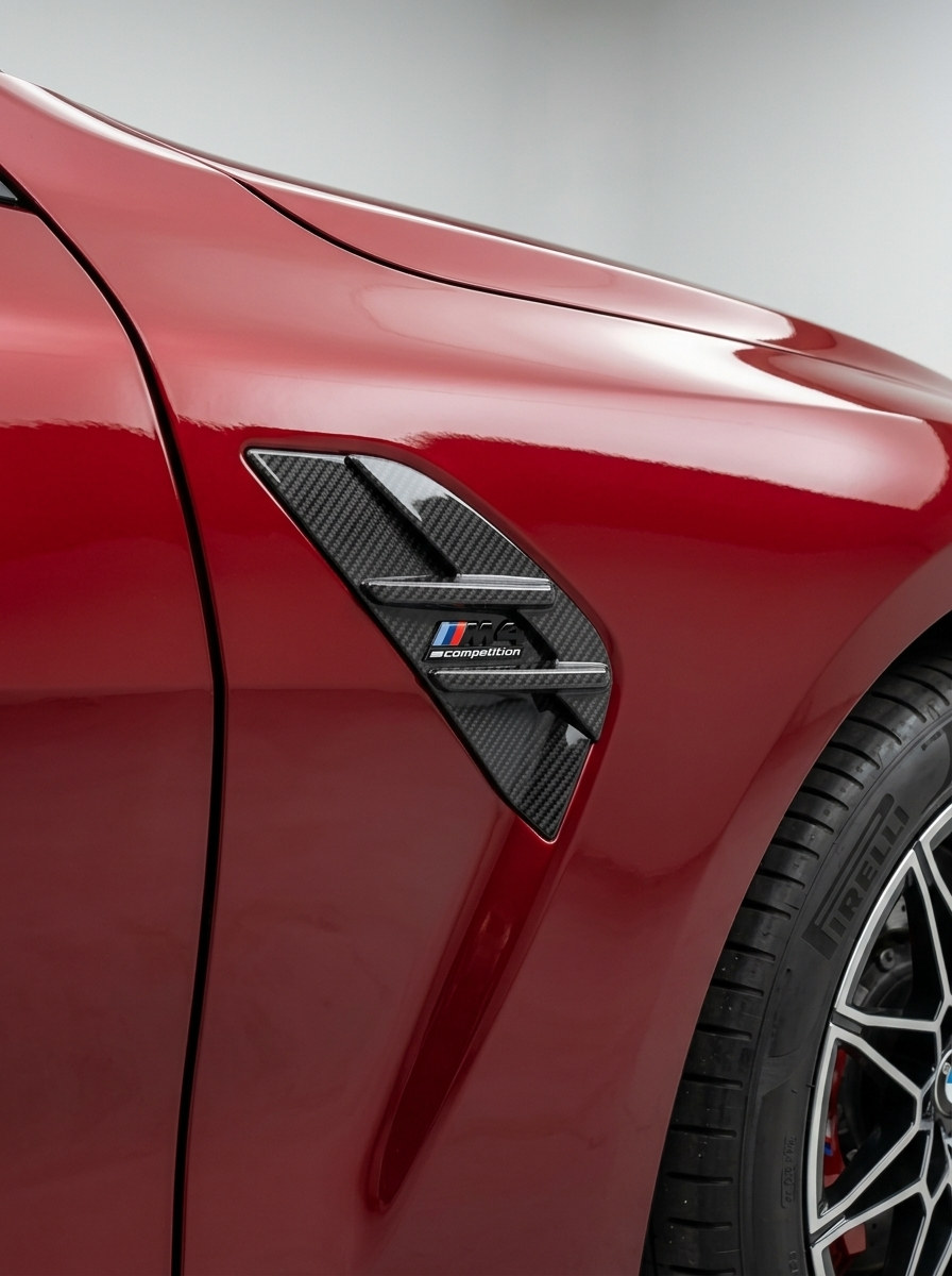 BMW 3/4 Series G80/G81/G82/G83 carbon fiber fender vents by K2 Industries, featuring sleek, lightweight design for 2019+ models.