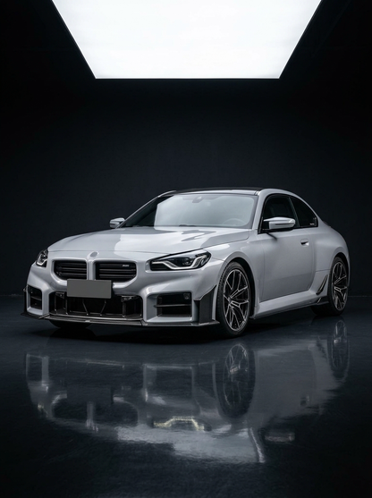 BMW 2 Series G87 M2 carbon fiber front bumper center lower grille kit by K2 Industries, showcasing the sleek, lightweight design.