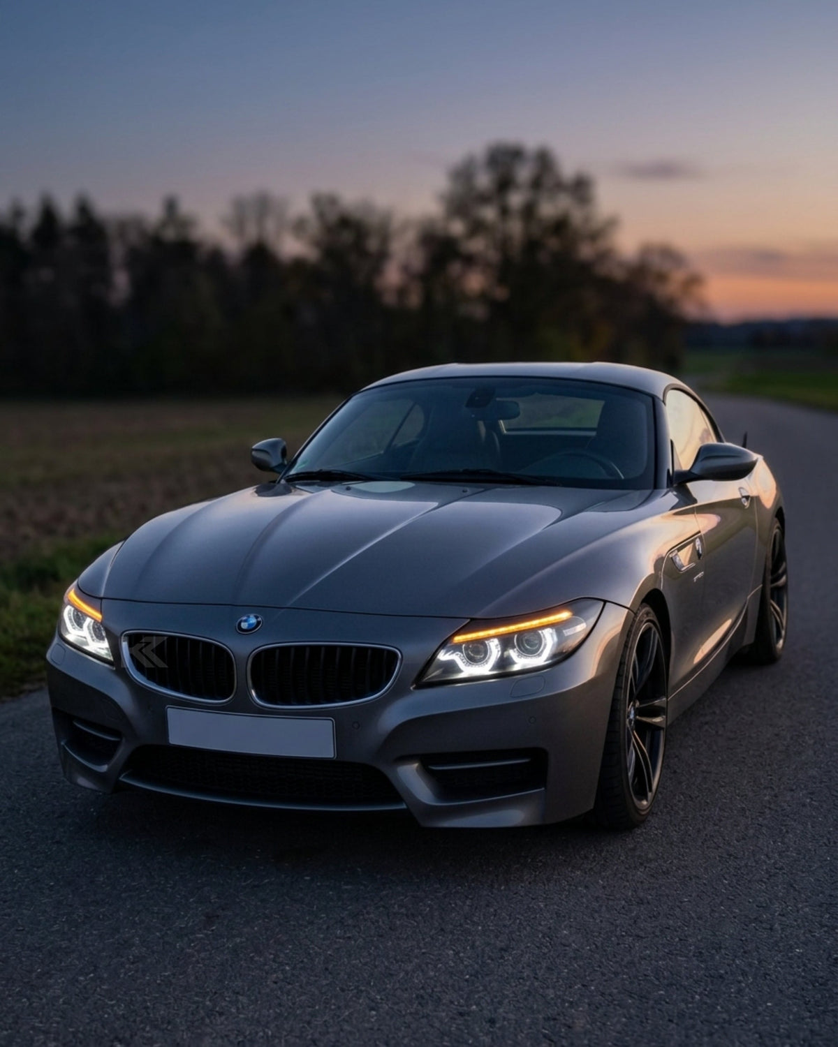 BMW Z4 E89 2009-2016 LED laser lens headlights by K2 Industries, featuring modern design and bright illumination.