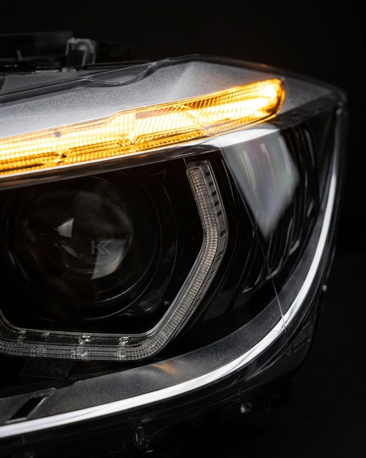 BMW 3-Series F30 F35 modern style LED headlights by K2 Industries, featuring sleek design and bright illumination for 2013-2015 models.