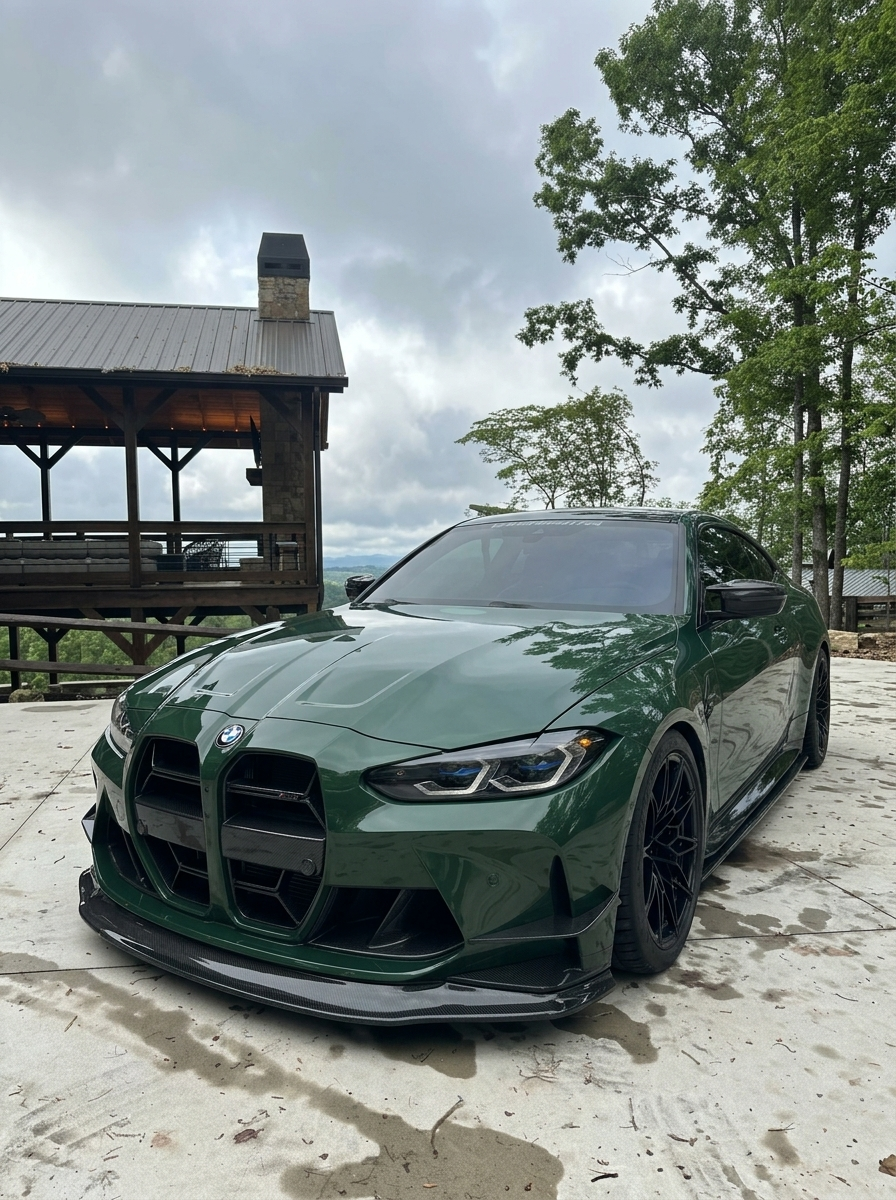 K2 Industries BMW 3 Series M3 G80 M4 G82 CSL style carbon fiber front grille with mesh design for 2021-2023 models.